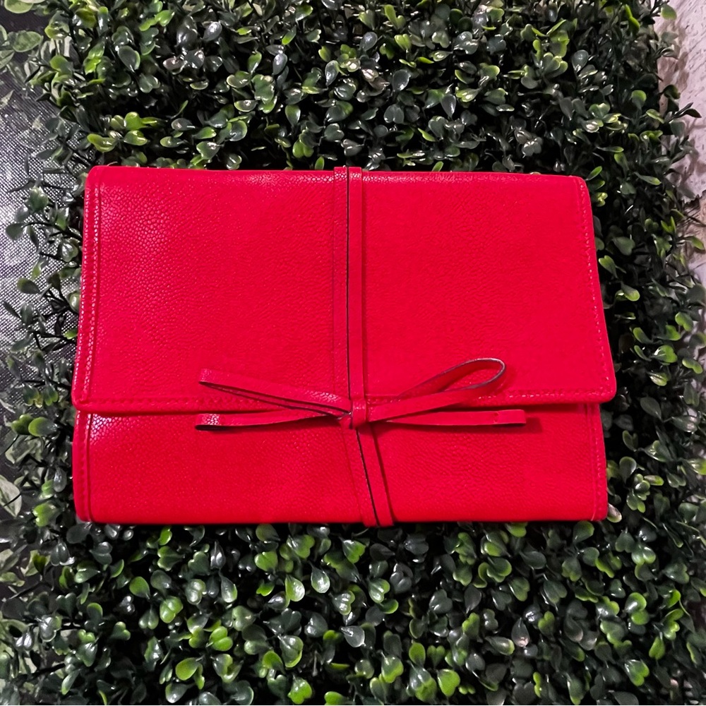 Stylish Red Leather Travel Jewelry Bag